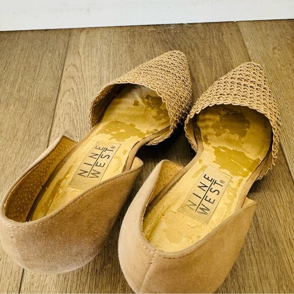 Nine West 80s vintage tan woven toe suade back Heels woman’s 8 - Picture 8 of 11